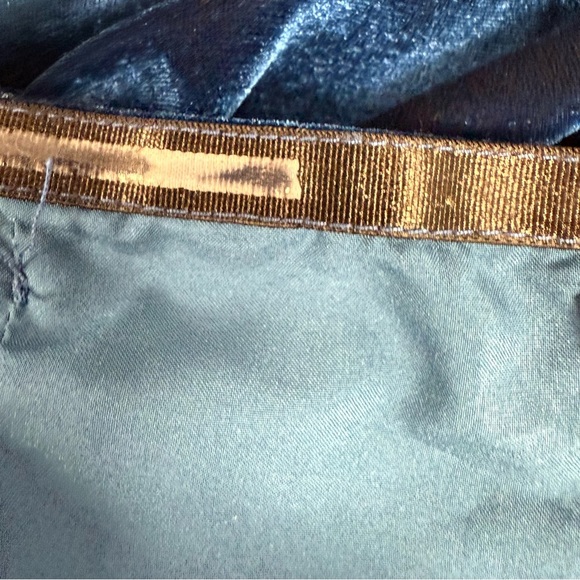 NSR  Anthropologie Dora Velvet Strapless Jumpsuit M  Blue Cropped Wide Leg *read - Picture 10 of 13